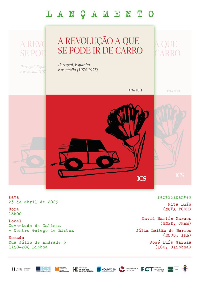 📢 Mañana, día del libro, acogemos la presentación  de "A revolução a que se pode ir de carro", un interesante análisis de la historiadora Rita Luís (<a href="/nova_fcsh/">NOVA FCSH</a>) del impacto del 25 de Abril 🇵🇹 en los medios de comunicación españoles del tardofranquismo y la transición. #SomosUNED