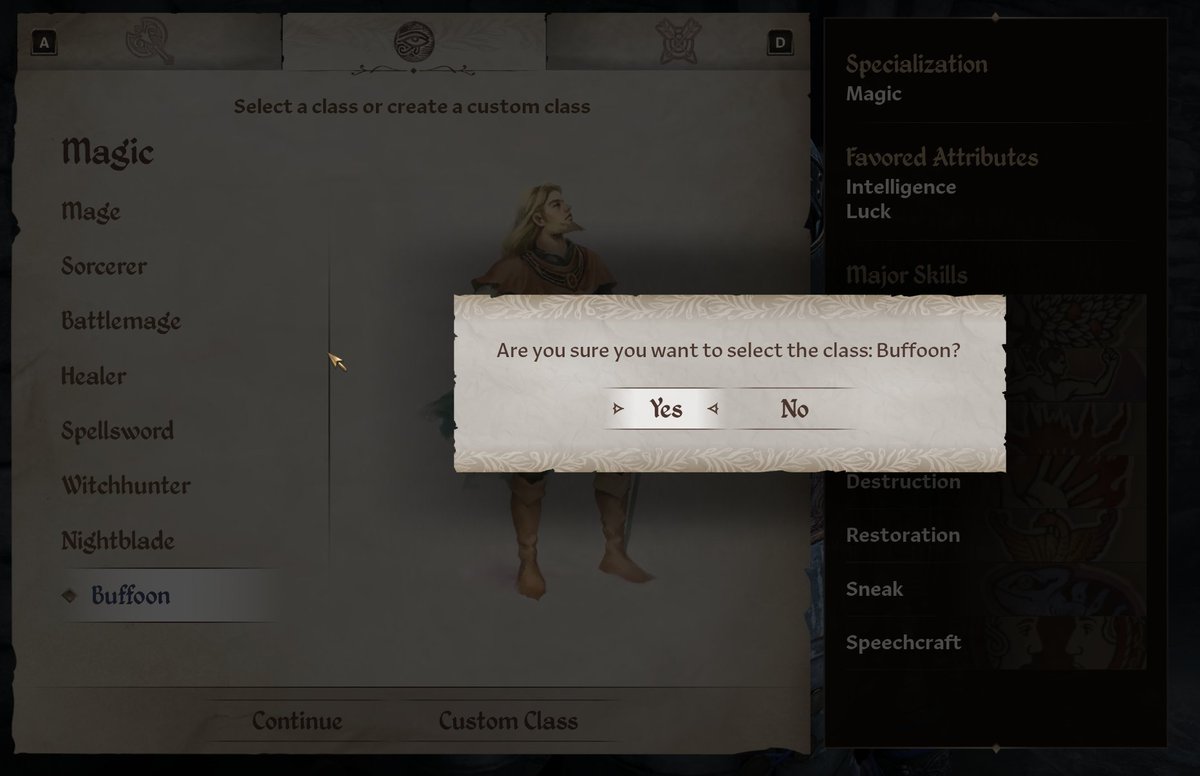 More games should let you name and make custom classes like Oblivion.
