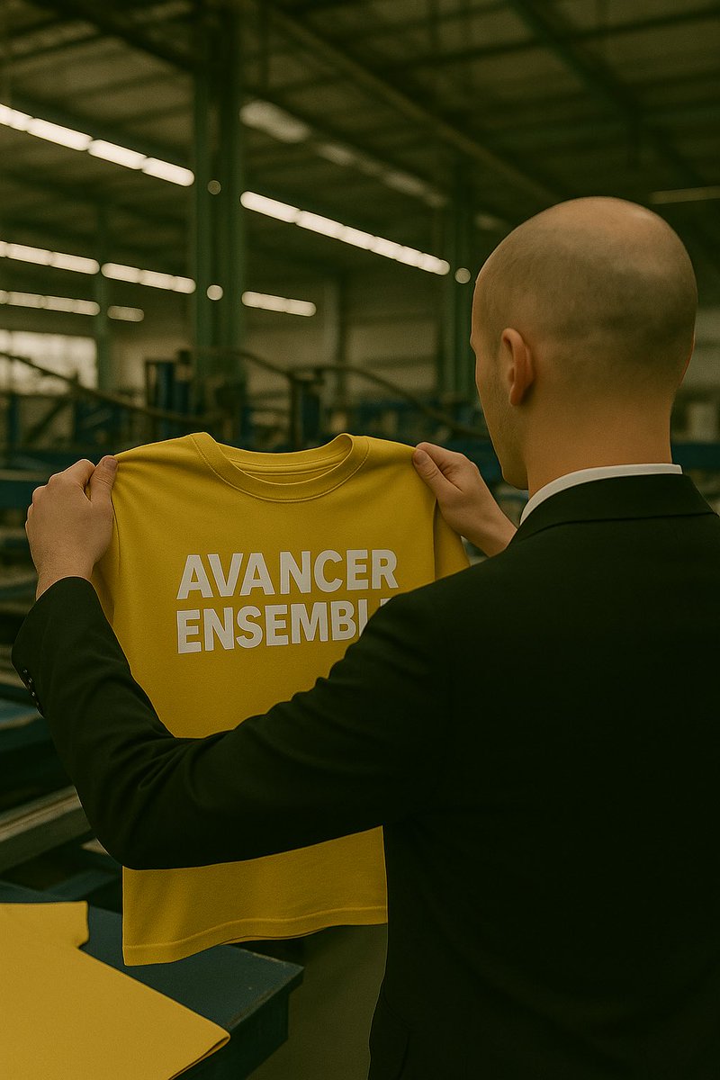 Avancer_ensem's tweet photo. Le parti Avancer Ensemble s’est envolé pour l’Ukraine direction l’usine TK-Domashniy Tekstyl.
Objectif : superviser la fabrication de tee-shirts écolos, engagés.
Résultat : des ouvriers contents, et des tee-shirts prêts à être portés… ou plantés. On avance, et vite !🪴@jeezarut https://t.co/U8oJUofn1L