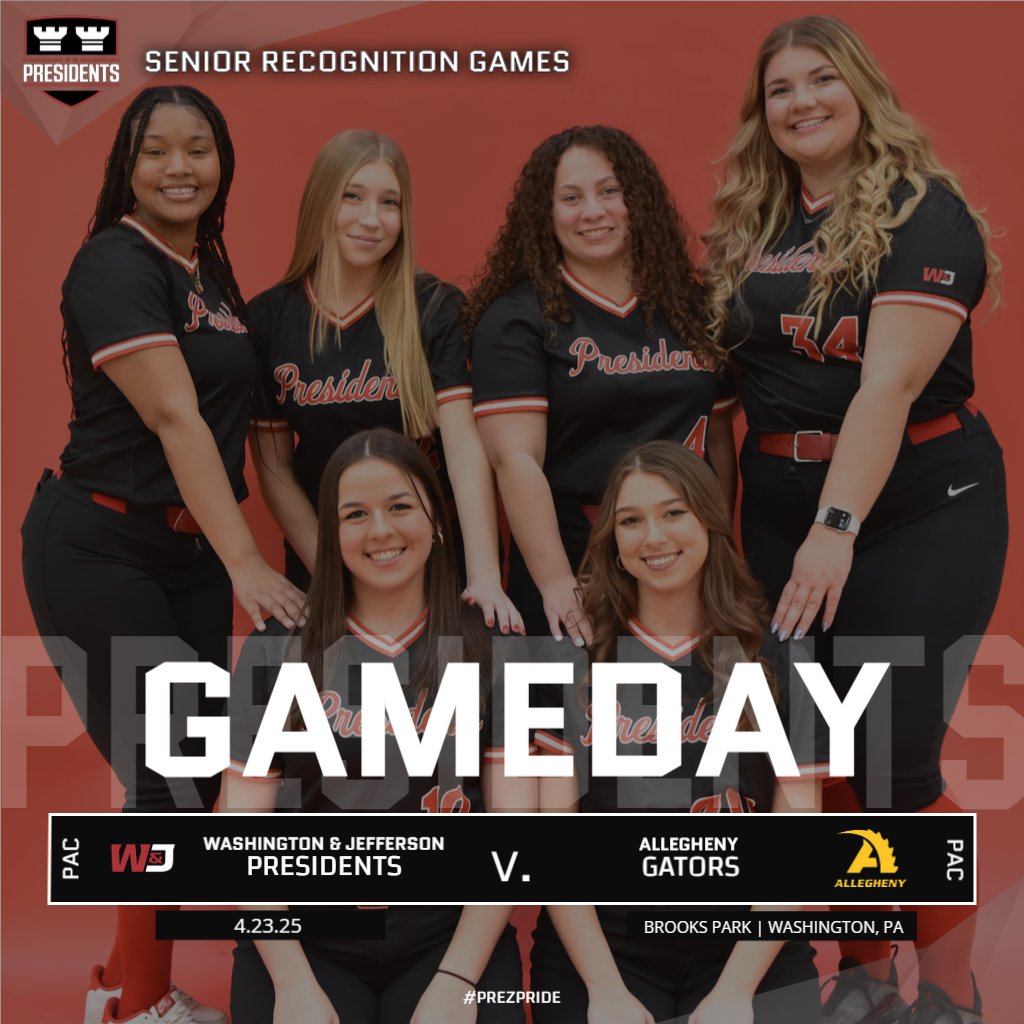 Come Out and Support Our Seniors!

📍 Washington, Pa. / Brooks Park
🆚 Allegheny (DH)
🕒 3:00 PM / 5:00 PM
📺 pacdigitalnetwork.com/presidents/
📊 sidearmstats.com/washjeff/softb…

#PrezPride <a href="/washjeffSB/">W&J Softball</a>