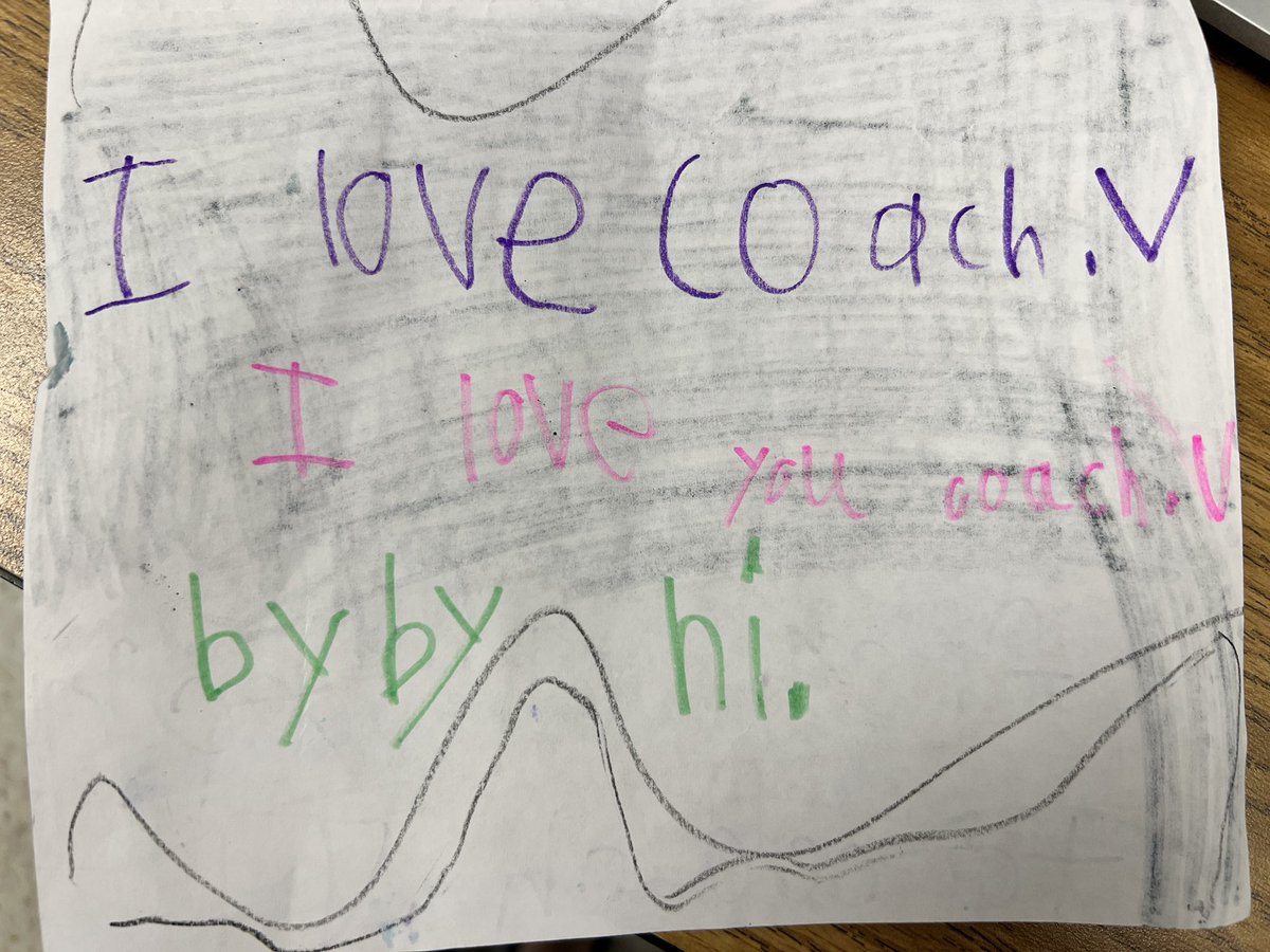 This was a nice welcome back from a kindergartener 🥹💚💛