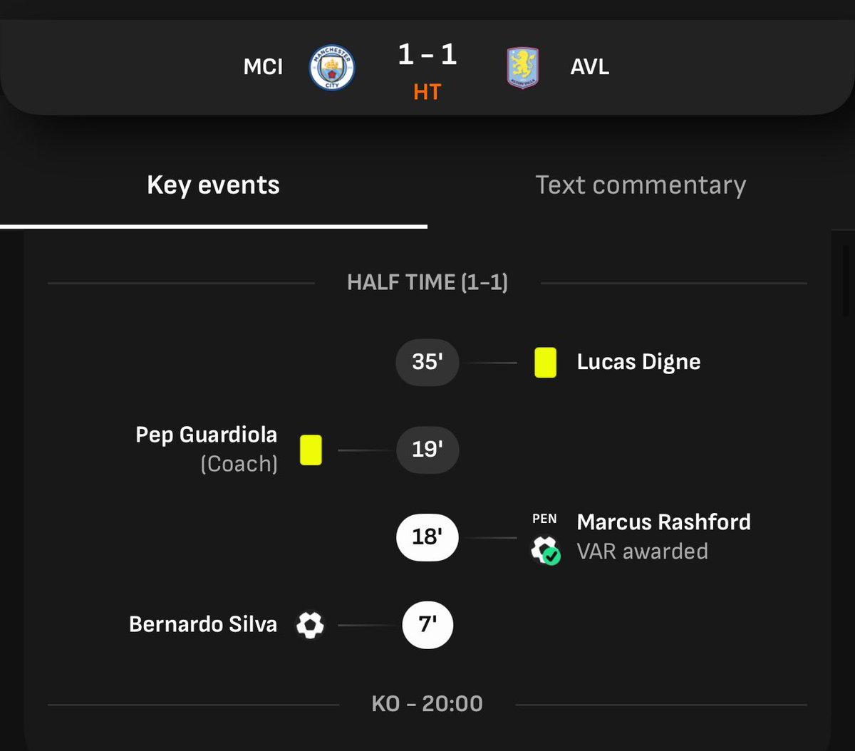 WEFOOTBALL777's tweet photo. 2024-25 PREMIER LEAGUE MATCHWEEK 33
Tue 22 Apr 20:00 UKT - Man City vs Aston Villa half-time results 
#wefootball777 #football #PremierLeague #EPL #matchweek33 
#MCFC #AstonVilla #etihadstadium https://t.co/LZsX7ukTjS