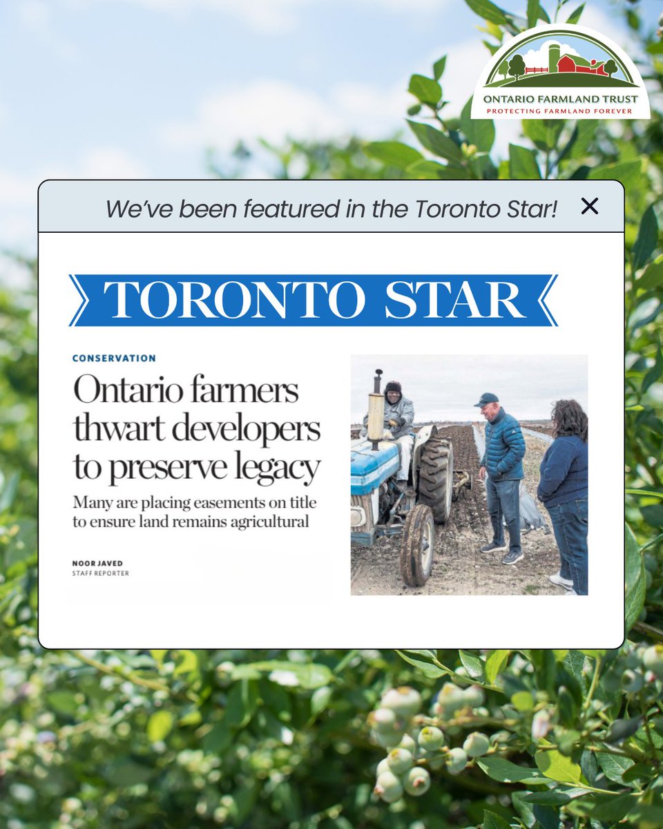We're celebrating the permanent protection of the 164-acre Stevens property, a sixth-generation farm also known as Wilmot Orchards! The farm is the first in Durham Region to be permanently protected.

Read the article: bit.ly/4cMAqbZ

#OntAg