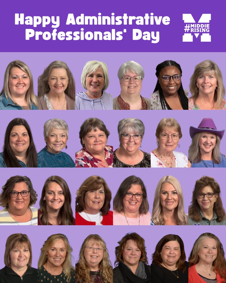 ✨ Happy Administrative Professionals’ Day!
💜 Today, we're celebrating the secretaries, administrative assistants, and admin support staff who keep our district running smoothly. Their organization, kindness, and dedication do not go unnoticed.
#MiddieRising