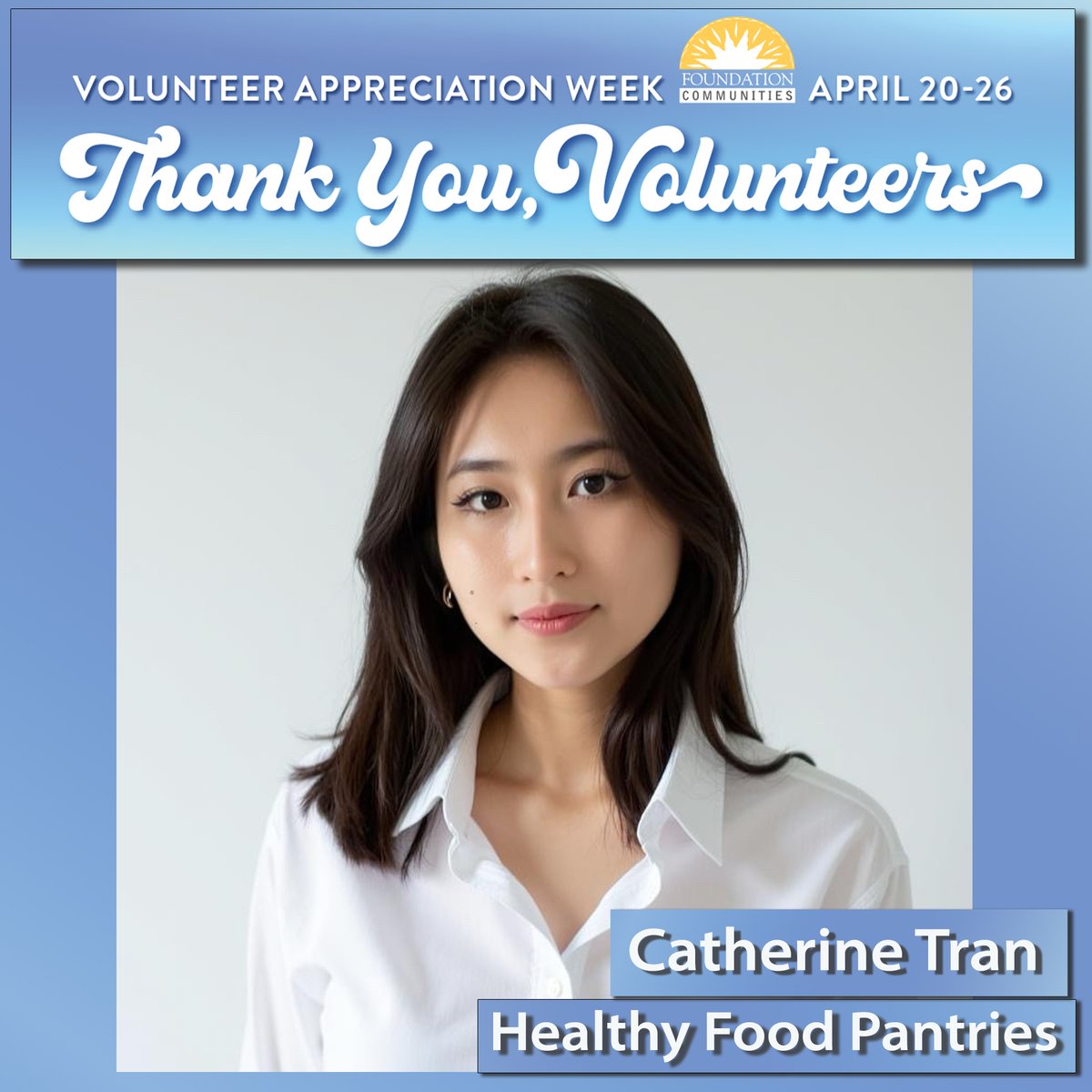 Our Healthy Food Pantry volunteers are integral to ensuring our food pantries run smoothly. Catherine, a volunteer since 2024, shares "it’s an understatement to say that I love volunteering with (Foundation Communities)! " #VolunteerAppreciationWeek #MakingADifference