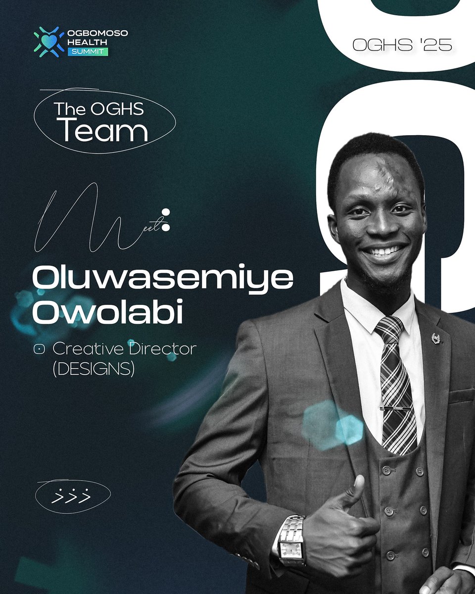 OgbomoshoHS's tweet photo. Meet Oluwasemiye Owolabi, Creative Director (Designs) for #OGHS 2025! π¨βπ¨π
With a keen eye for aesthetics and a passion for storytelling through visuals, he is the force behind the designs that define the Ogbomoso Health Summit.π
#MeetTheTeam
#OgbomosoHealthSummit https://t.co/QYcTkQwibF