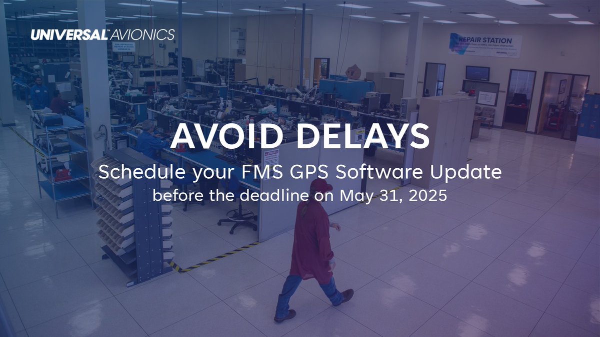 UnivAvionics's tweet image. The deadline for the GPS Week Rollover is rapidly approaching on May 31st. 📆
Extend your SBAS #FMS to 2040 and avoid delays or service interruptions. Schedule your software update with our repair station or Authorized Service Facilities.
➔ ow.ly/QwK650UUxmz