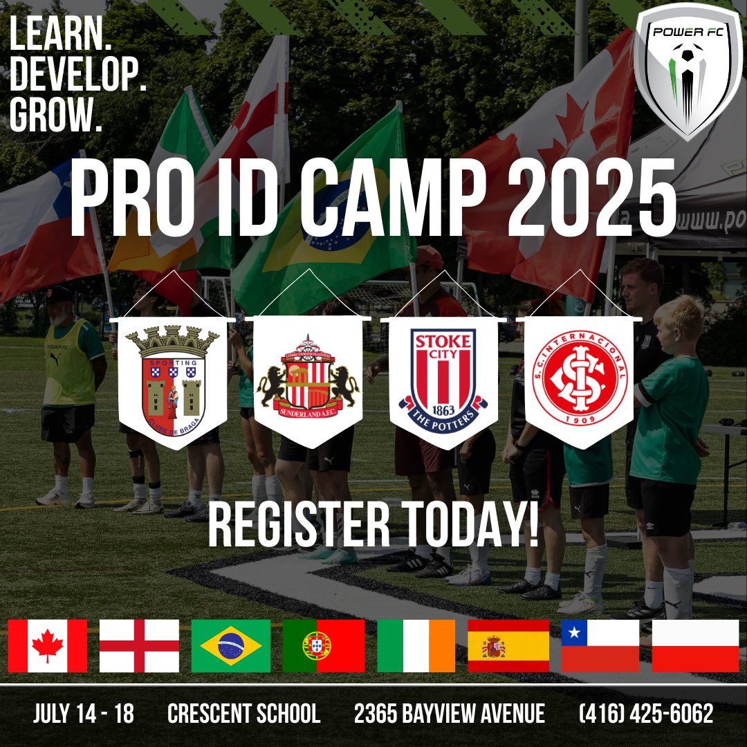 Don’t miss out on your chance to train like a true professional this summer with Power FC and various clubs from Europe and South America at the 2025 Pro ID Camp! 🏟️⚽️

Stoke City FC, Sport Club Internacional, Sunderland, and Sporting Clube de Braga will be joining us!