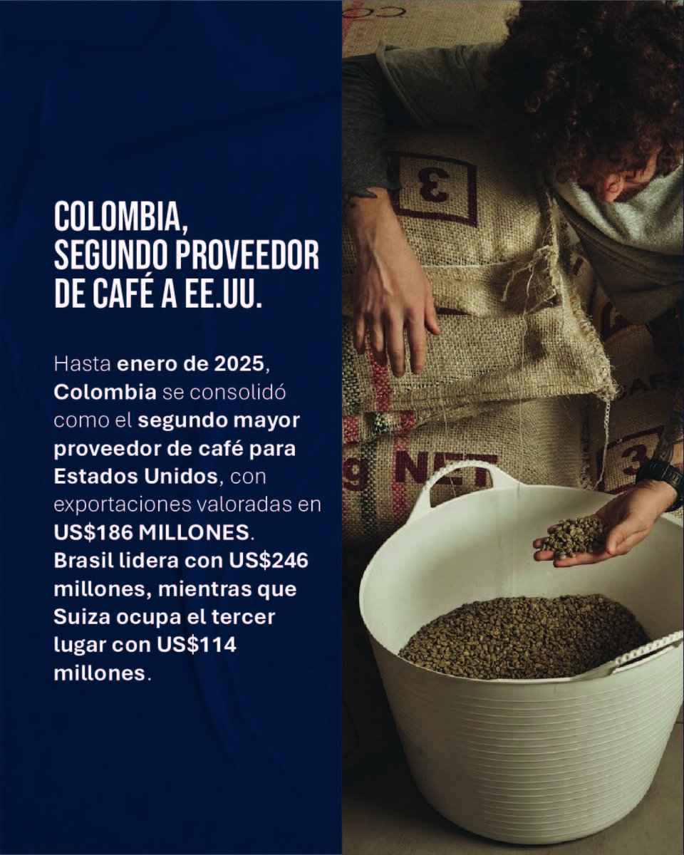 Colombia es el segundo mayor exportador de café a EE.UU.

Las cifras hablan de crecimiento, pero con los nuevos aranceles, ¿hasta cuándo?

Desliza y te explico por qué el café colombiano está en el centro de esta conversación comercial con un panorama incierto. 

#CaféColombiano