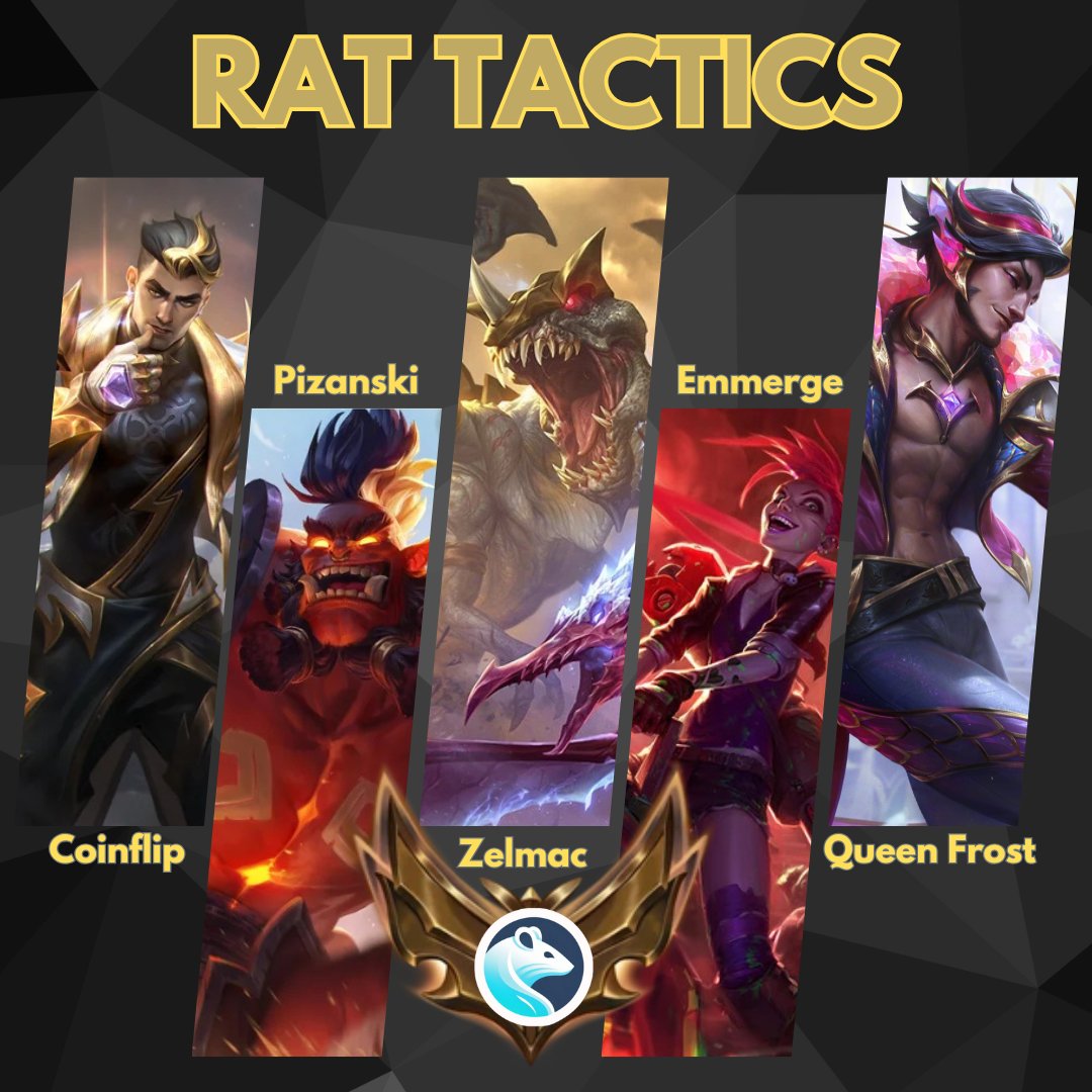 Introducing your starting lineup for Rat Tactic's IBSG team competing in New Horizons' Supernova Season 0!
🏰Top: <a href="/Alpvha_/">Alpvha🐀</a> 
🌳Jungle: Pizanski
🧙‍♂️Mid: Zelmac
🏹ADC: <a href="/Emmerge2/">Emmerge</a> 
🛡️Support: Queen Frost