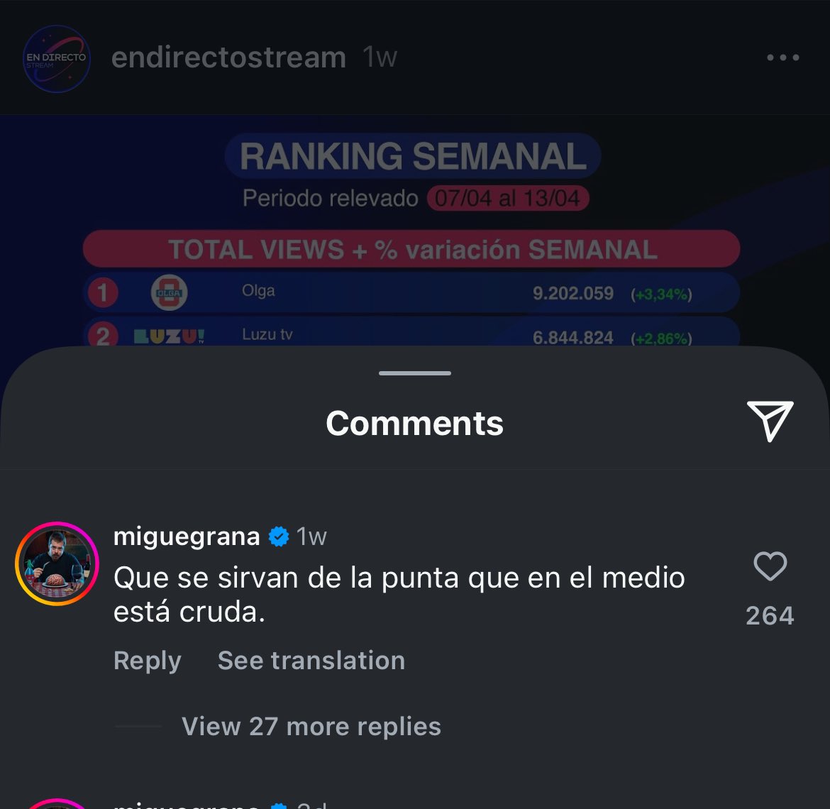 En otro capítulo de “la guerra del streaming la hacen los fans” lo tenemos a la cabeza del canal comentando esto cada vez que va a arriba en views. Yo no veo a Nico haciendo este tipo de comentarios para fomentar ninguna guerra, y han sabido estar de primeros varias veces!!