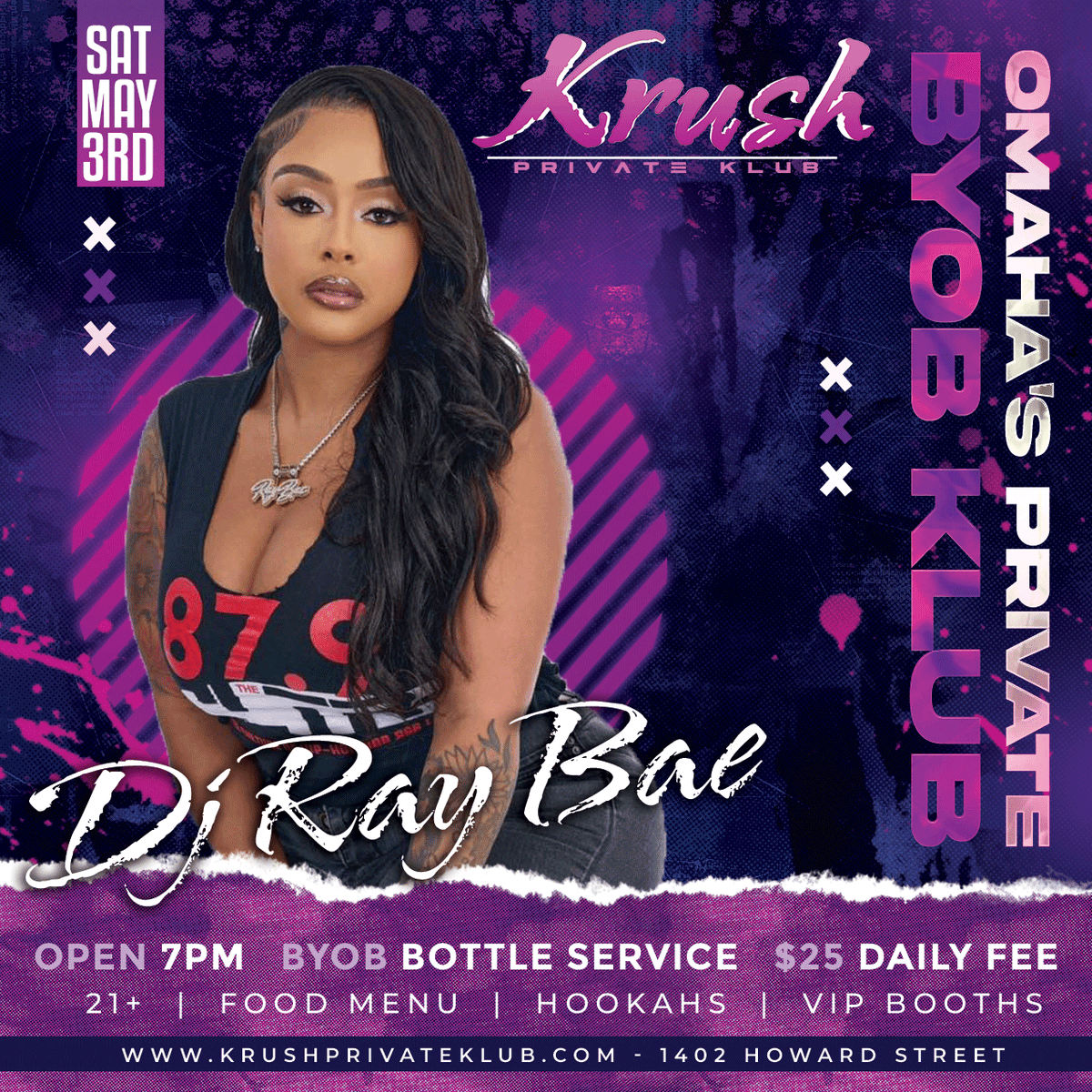KrushOmaha's tweet photo. DJ Ray Bae is setting the tone and spinning baddie beats this Saturday, May 3rd for our @KrushOmaha Grand Opening Weekend - come catch the vibe where the energy flows and the night stays cool 'til 4AM! https://t.co/a7SyU7P4qx