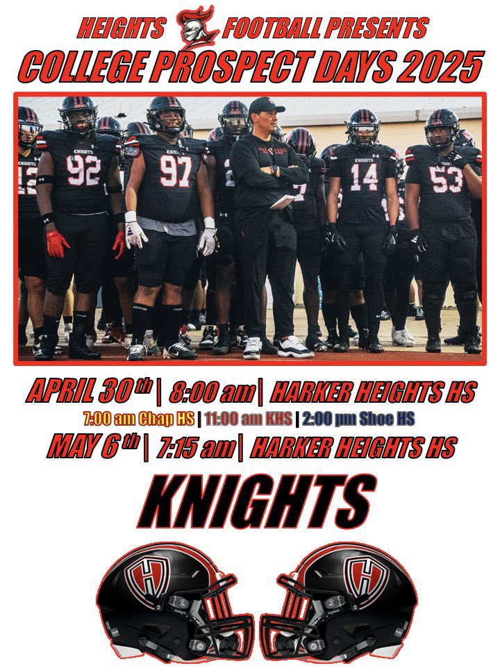 Harker Heights Football (@hhknights_fb) on Twitter photo ⏰ 2025 Spring Football Calendar 📍
<a href="/RecruitHeights/">RecruitTheShield</a> | <a href="/MarkHum7/">Mark Humble</a>
<a href="/KilleenISD_/">KISD Sports</a> | <a href="/HHHS_Trainers/">HHHS Sports Medicine</a> ⏰ 2025 Spring Football Calendar 📍
<a href="/RecruitHeights/">RecruitTheShield</a> | <a href="/MarkHum7/">Mark Humble</a>
<a href="/KilleenISD_/">KISD Sports</a> | <a href="/HHHS_Trainers/">HHHS Sports Medicine</a>