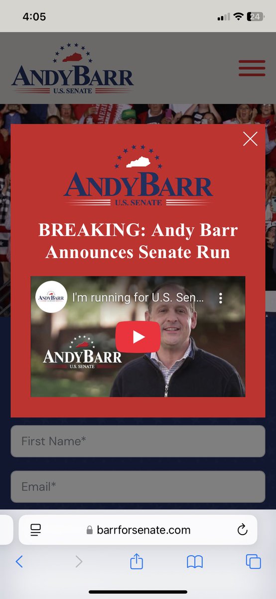 A campaign website for ⁦<a href="/RepAndyBarr/">Congressman Andy Barr</a>⁩ is ready a couple hours before scheduled press event in Richmond