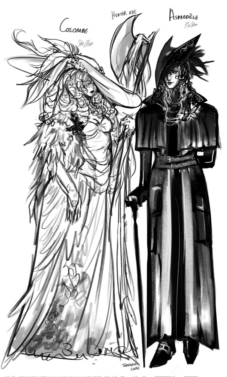 maidensburial's tweet photo. Sketch of my two bloodborne ocs. . . https://t.co/JCmtG8CXKe
