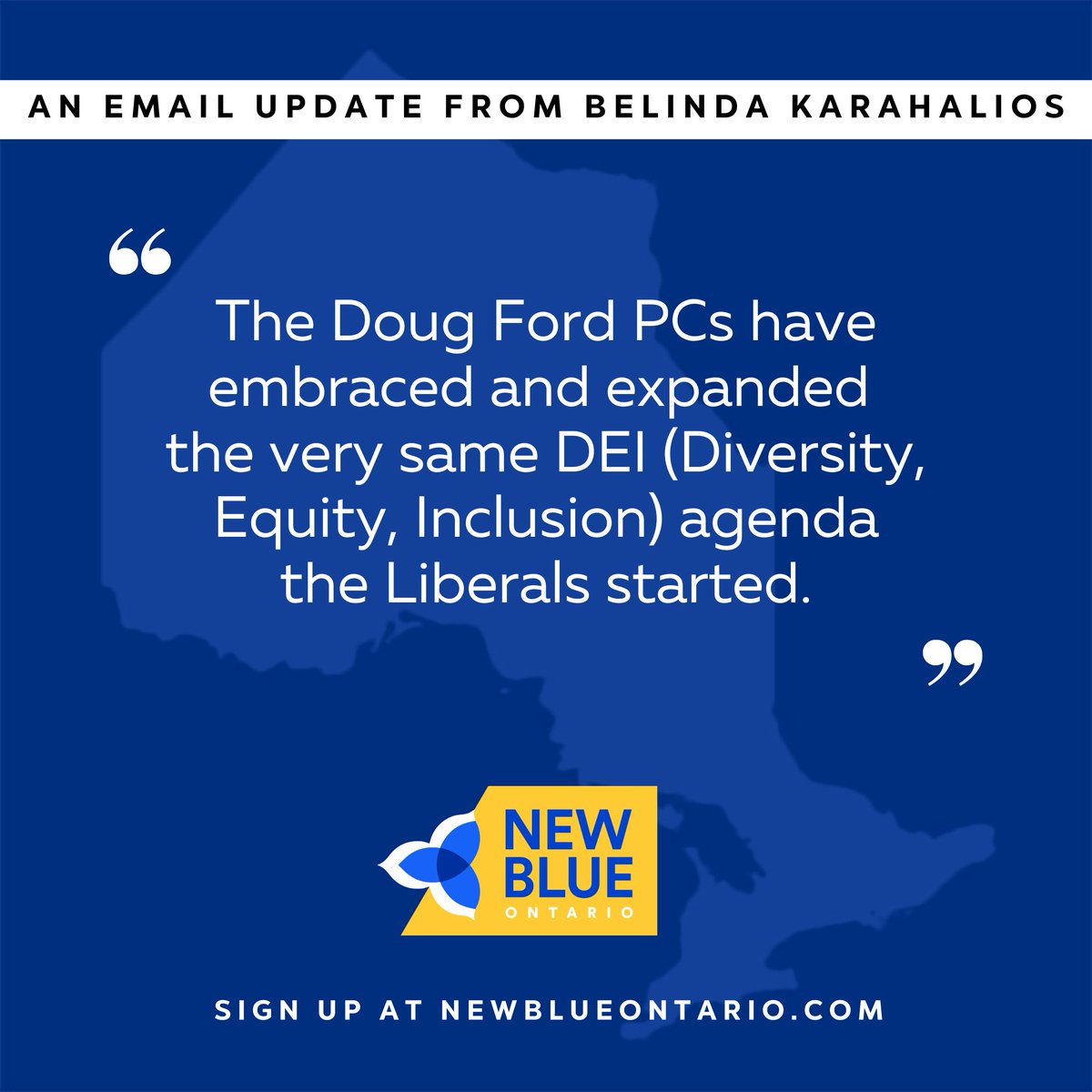 NewBlueON's tweet image. We’ve all heard it:
“At least the Ontario PCs aren’t as bad as the Liberals.”

But when it comes to DEI (Diversity, Equity, and Inclusion) policies—the Ontario PCs are just as bad.

In fact, they’ve expanded the very same agenda the Liberals started.

Read more 👇…