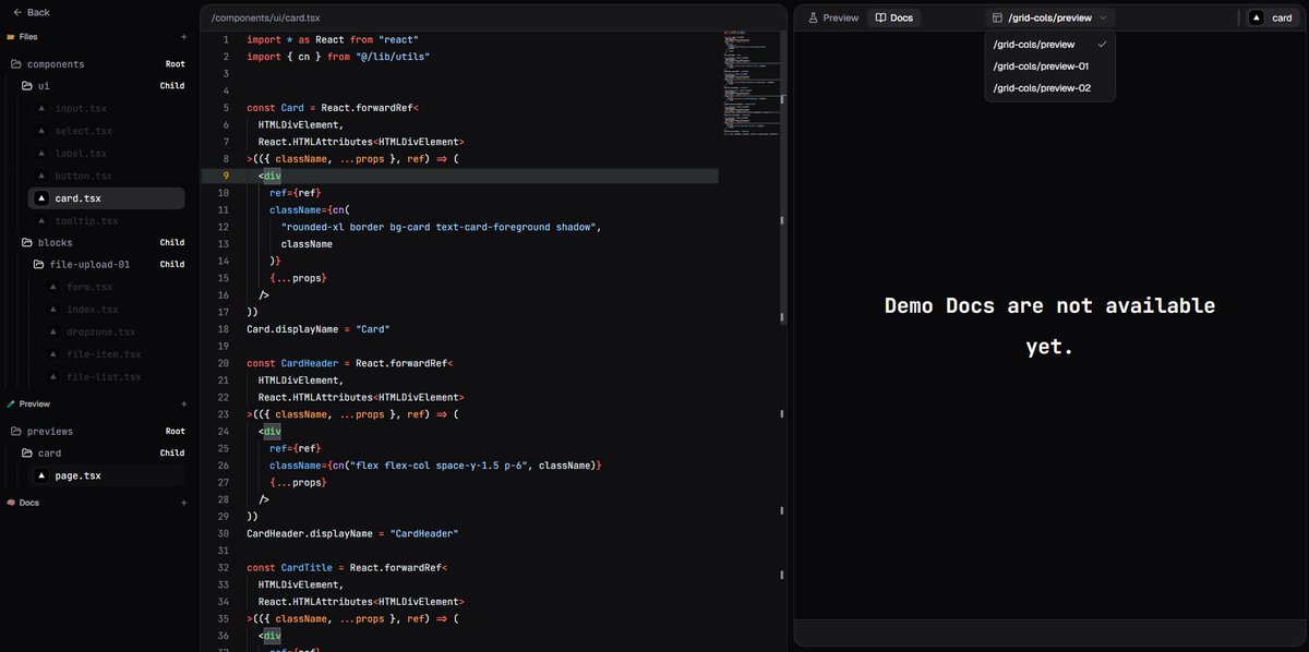 mathews536's tweet photo. What's your go-to trick for making code editors feel more intuitive? 
I'm trying to nail the UX for the @shadcn registry's editor. 
Any thoughts? 👇 

#uxdesign #frontenddevelopment #opensourceproject https://t.co/IgwLjh57Qq