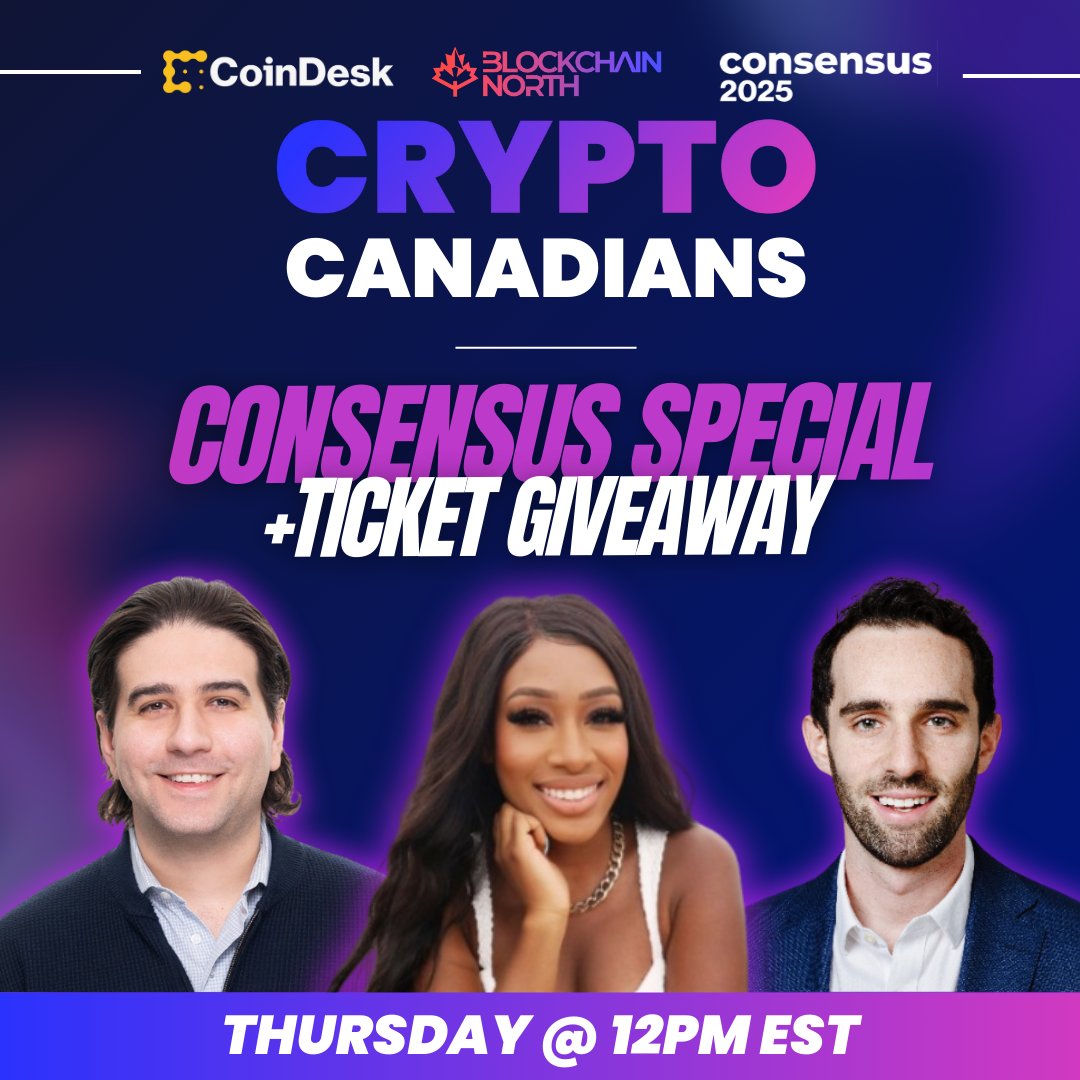 Blockchain North (@blockchainorth) on Twitter photo Crypto Canadians is back this Thursday at 12 PM EST ๐
๐ค Speakers:
โญ <a href="/wonderfi_dean/">Dean</a> (<a href="/WonderFi/">WonderFi</a> )
โญ <a href="/ericrichy/">Eric Richmond</a> (<a href="/shakepay/">Shakepay โ Buy Bitcoin ๐จ๐ฆ</a>)
โญ <a href="/wright_success/">The Wright Success</a> (<a href="/CoinDesk/">CoinDesk</a> /<a href="/FemT3ch/">Fem T3ch (Formerly CryptoBabes)</a>)
Bitcoinโs bouncing back, <a href="/consensus2025/">Consensus 2025</a> is coming to Toronto, and all eyes are on crypto policy shifts ahead ๐ฅ Crypto Canadians is back this Thursday at 12 PM EST ๐
๐ค Speakers:
โญ <a href="/wonderfi_dean/">Dean</a> (<a href="/WonderFi/">WonderFi</a> )
โญ <a href="/ericrichy/">Eric Richmond</a> (<a href="/shakepay/">Shakepay โ Buy Bitcoin ๐จ๐ฆ</a>)
โญ <a href="/wright_success/">The Wright Success</a> (<a href="/CoinDesk/">CoinDesk</a> /<a href="/FemT3ch/">Fem T3ch (Formerly CryptoBabes)</a>)
Bitcoinโs bouncing back, <a href="/consensus2025/">Consensus 2025</a> is coming to Toronto, and all eyes are on crypto policy shifts ahead ๐ฅ