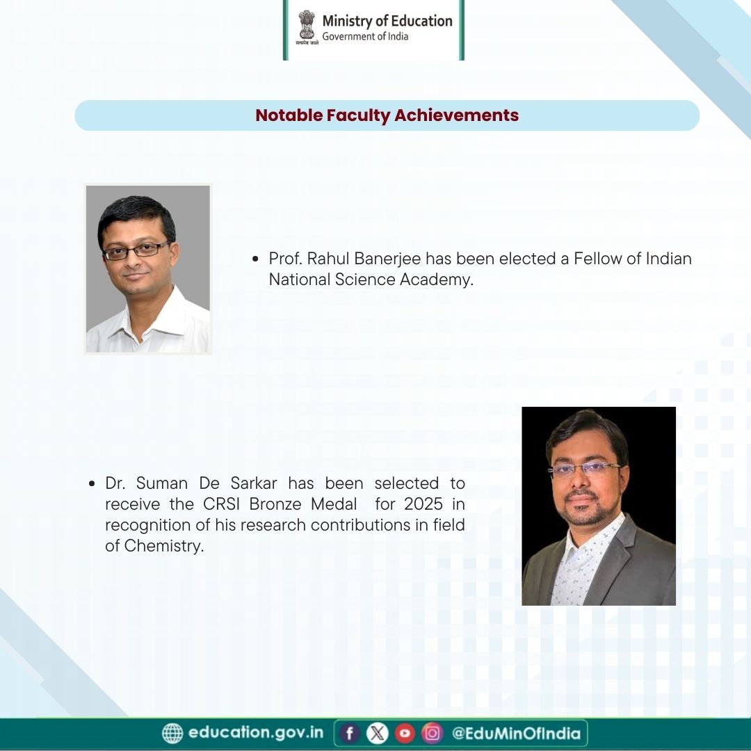 Ministry of Education (@eduminofindia) on Twitter photo #HEISuccessStories | IISER Kolkata
IISER Kolkata is advancing excellence in basic sciences through ground-breaking research and leadership. The faculty at <a href="/iiserkol/">IISER Kolkata</a> are making significant strides in advancing research through cutting-edge innovations.
•Prof. Dibyendu Nandi #HEISuccessStories | IISER Kolkata
IISER Kolkata is advancing excellence in basic sciences through ground-breaking research and leadership. The faculty at <a href="/iiserkol/">IISER Kolkata</a> are making significant strides in advancing research through cutting-edge innovations.
•Prof. Dibyendu Nandi