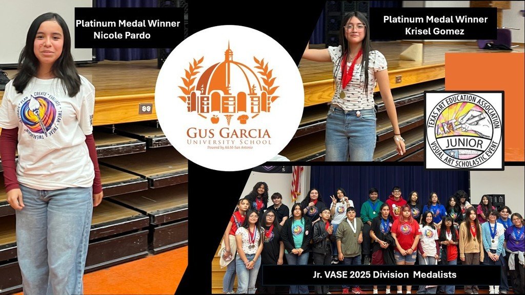 Congratulations to the outstanding artists at Gus Garcia University School. Our students competed at the Jr. VASE competition and came out on top.  Vamos Chargers!!!