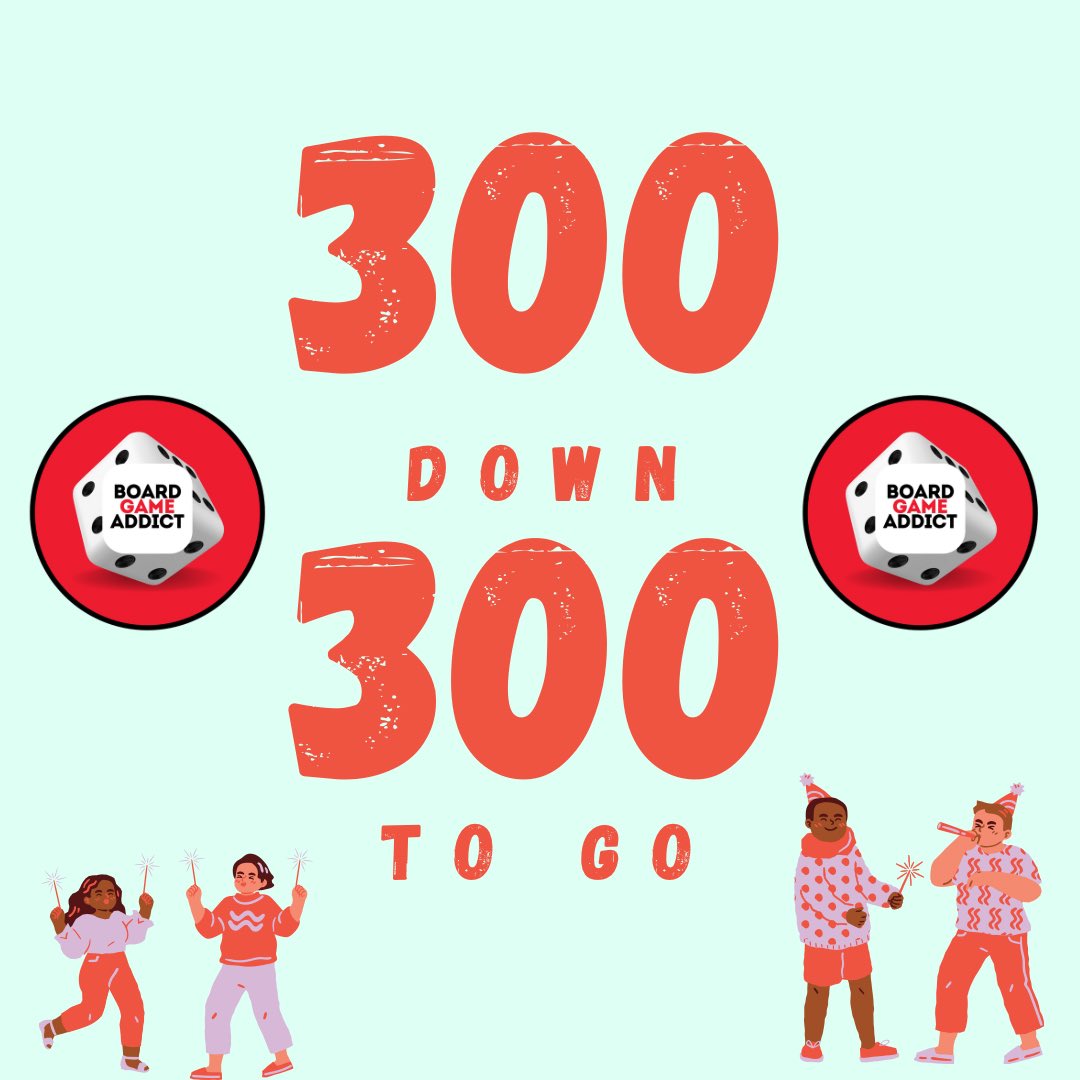 My challenge to play 600 Games in 1 year is at the half way stage….

Way ahead of track. It’s been a blast so far and here’s to the next 300

#Tuesday #TuesdayMotivation #BoardGames #BoardGamesOfInstagram