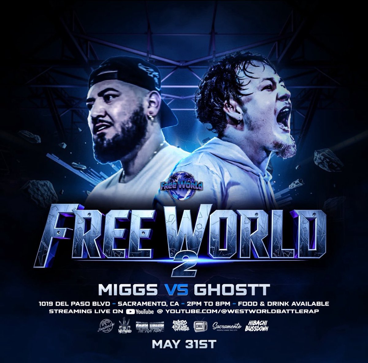 shaunp_fashion's tweet photo. Free Game X WestWorld: FreeWorld 2
Miggs vs. Ghostt
5/31 - Sacramento, Ca
@MiggsP90s @GHOSTT1L4L @RTWestWorld
#FreeWorld2 https://t.co/3AhKCqgOOe