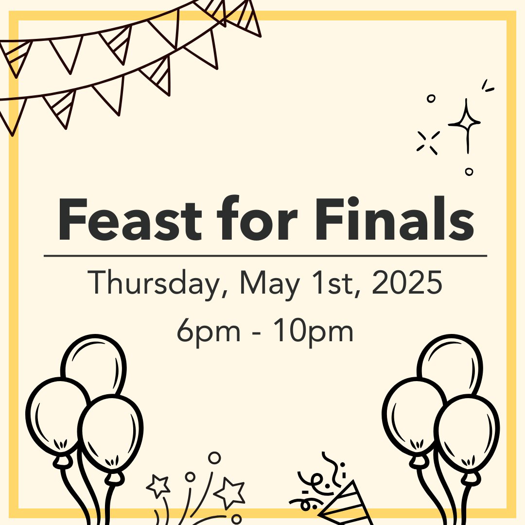 Finals week is right around the corner, and RHA is here to help you power through with our annual Feast for Finals!

Join us on May 1st from 6 PM to 10 PM for delicious food and a chance to recharge before hitting the books!

#nkuh #nkuhousing #nkuhome #nkuresidencelife #gonorse