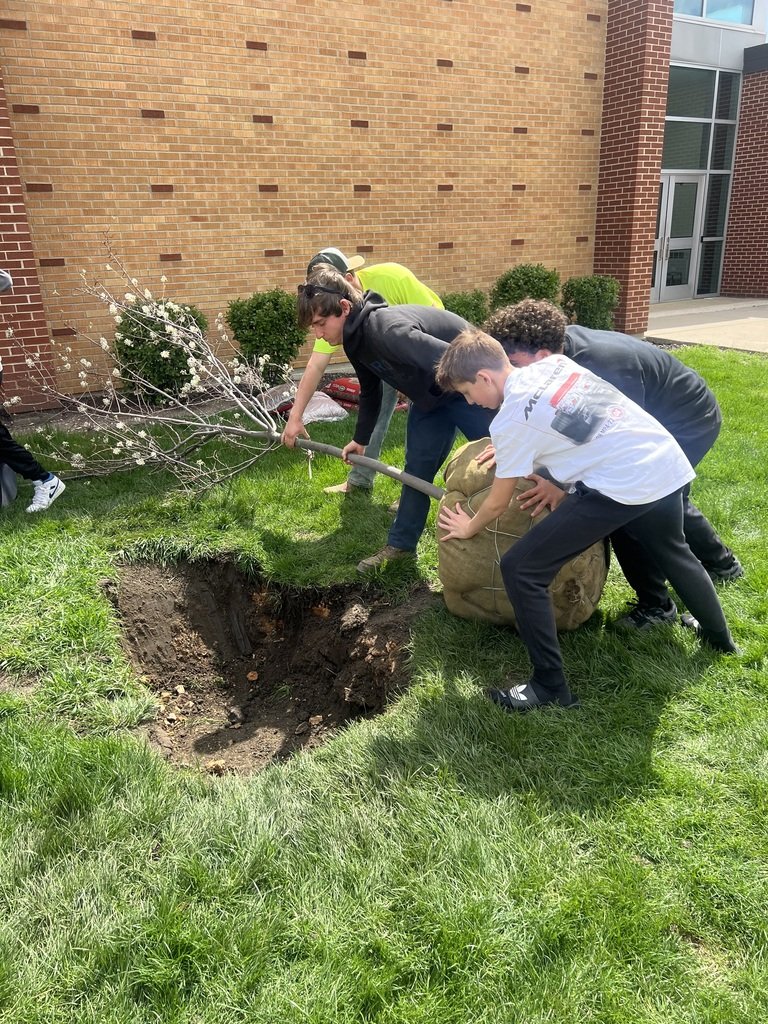 Thank you to the Village of Chicago Ridge for donating two trees to Finley Jr. High.  
Public Works and Mayor Lind  helped  our students get them planted for Earth Day! #cridgepride