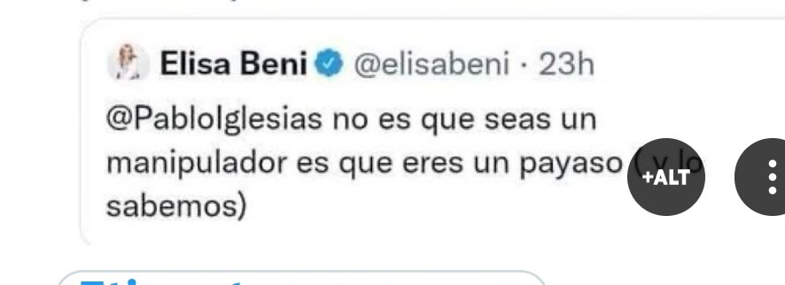 mar-rojo~♀️🌹 🇵🇸 (@mar_rojo_) on Twitter photo .
A ver <a href="/elisabeni/">Elisa Beni</a>
Deja tranquilos a los payasos, Chaplin te está mirando, y procura hacer periodismo decente
<a href="/EMANUEL28082733/">emanuelirakaslea8</a>
<a href="/mar_rojo_/">mar-rojo~♀️🌹 🇵🇸</a> .
A ver <a href="/elisabeni/">Elisa Beni</a>
Deja tranquilos a los payasos, Chaplin te está mirando, y procura hacer periodismo decente
<a href="/EMANUEL28082733/">emanuelirakaslea8</a>
<a href="/mar_rojo_/">mar-rojo~♀️🌹 🇵🇸</a>