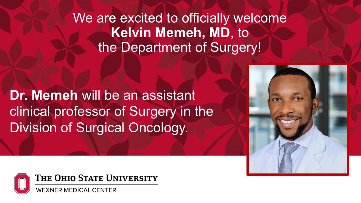 Ohio State Wexner Medical Center Surgery Dept. (@ohiostatesurg) on Twitter photo 🙌Thrilled to share that Dr. Kelvin Memeh will join #OhioStateSurg this July! <a href="/DrMemeh/">Kelvin Memeh MD, MS, MBA</a>'s expertise in thyroid, parathyroid and adrenal gland surgeries, along with his research in healthcare economics, will be invaluable. Welcome to the team! 🙌Thrilled to share that Dr. Kelvin Memeh will join #OhioStateSurg this July! <a href="/DrMemeh/">Kelvin Memeh MD, MS, MBA</a>'s expertise in thyroid, parathyroid and adrenal gland surgeries, along with his research in healthcare economics, will be invaluable. Welcome to the team!