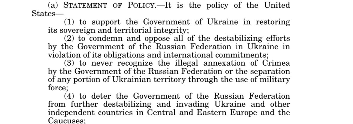 JohnH105's tweet photo. Also, before Trump starts making trades for dubious Kremlin “concessions,” he’d do well to reread the CAATSA law of 2017. It explicitly bars U.S. recognition of Russian annexation Ukrainian territory occupied by force, including Crimea. It also allows Congress to block the lifting of many Russia-related sanctions. This includes sanctions on banks and energy firms that the Biden admin (re)designated under EO 13662 on its way out the door precisely so they’d fall under CAATSA.