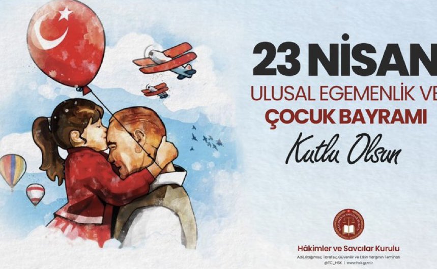 Cumhuriyetimizin kurucusu Gazi Mustafa Kemal Atatürk olmak üzere milli mücadelemizin aziz şehitleri ve kahraman gazilerimizi saygı, rahmet ve minnetle anıyor; geleceğimizin teminatı ve en kıymetli hazinemiz olan tüm çocuklarımızın "Ulusal Egemenlik ve Çocuk Bayramını" kutluyoruz.