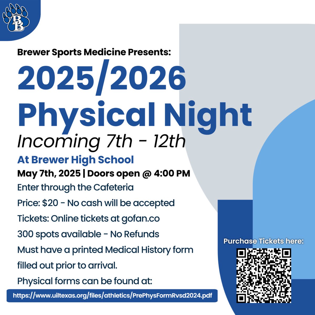 BrewerSportsMed (@brewersportsmed) on Twitter photo Counting down, 2 weeks until <a href="/BrewerSportsMed/">BrewerSportsMed</a> hosts our annual physical night (Wednesday, May 7th, 2025) at Brewer High School for all BHS/BMS students! Still tickets available, so donβt miss your chance, they will go fast! #GRIT Counting down, 2 weeks until <a href="/BrewerSportsMed/">BrewerSportsMed</a> hosts our annual physical night (Wednesday, May 7th, 2025) at Brewer High School for all BHS/BMS students! Still tickets available, so donβt miss your chance, they will go fast! #GRIT