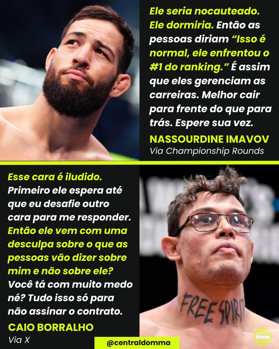 O esperado é que Imavov sente e espere pela chance ao título. O problema é que ele respondeu o Caio ao invés de sequer desafiar o Chimaev…Quem vocês acham que merece mais?
#UFC #UFCBR #MMA