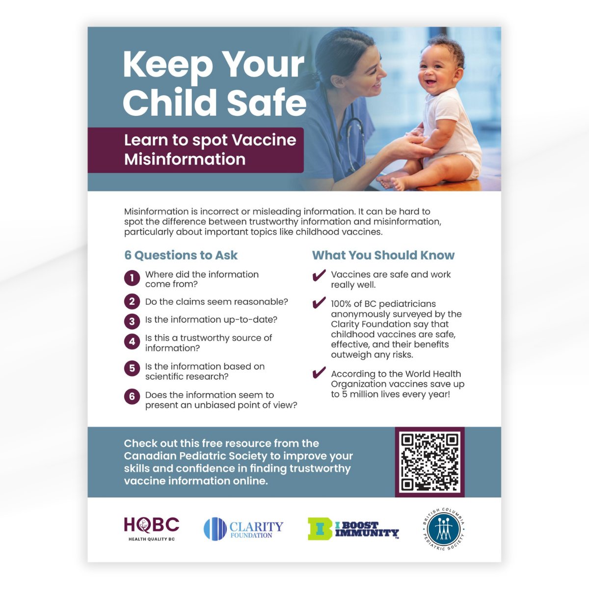 Whether displayed in a waiting area, used as a conversation starter during appointments, or shared digitally with community leaders and schools, this poster can help parents and caregivers navigate vaccine information with greater clarity and confidence.

ow.ly/OQnv50VFQAJ