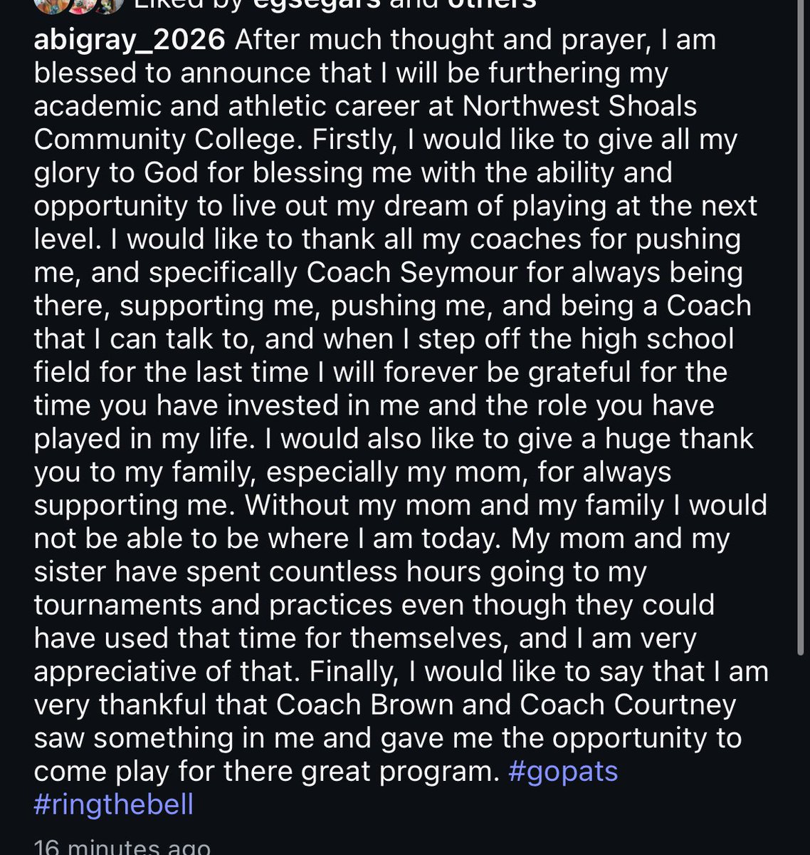 Abi Gray (@abigray_2026) on Twitter photo Blessed for this opportunity! <a href="/coachangelbrown/">Angel Brown</a> <a href="/NWSCC_SB/">Northwest Shoals Softball</a> <a href="/moodyhighsccboe/">Moody High School</a> #gopats Blessed for this opportunity! <a href="/coachangelbrown/">Angel Brown</a> <a href="/NWSCC_SB/">Northwest Shoals Softball</a> <a href="/moodyhighsccboe/">Moody High School</a> #gopats