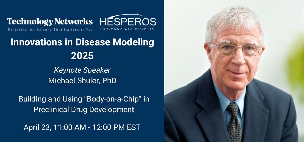 HesperosInc's tweet image. Hesperos Co-founder and President Michael Shuler, PhD, is the keynote speaker at @Tech_Network's Innovations in Disease Modelling 2025! He'll discuss how #BodyOnAChip models like our #HumanOnAChip are advancing preclinical drug development. Register free buff.ly/v3EHyji
