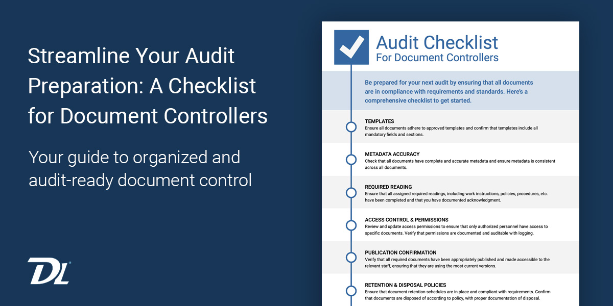 DocumentLocator's tweet image. Audit success starts with preparation. Our checklist for document controllers ensures your documents are organized, secure, and compliant. Get ready for your next audit: blog.documentlocator.com/streamline-you…
#documentcontrol #documentmanagement