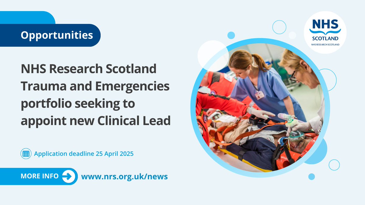 NHS Research Scotland (@nhsresearchscot) on Twitter photo .<a href="/CSO_Scotland/">CSO(Health)Scotland</a> is looking to appoint a National Research Network Clinical Lead for the NHS Research Scotland Trauma and Emergencies portfolio.
Read the full description and apply now š nhsresearchscotland.org.uk/news/nhs-resea⦠.<a href="/CSO_Scotland/">CSO(Health)Scotland</a> is looking to appoint a National Research Network Clinical Lead for the NHS Research Scotland Trauma and Emergencies portfolio.
Read the full description and apply now š nhsresearchscotland.org.uk/news/nhs-reseaā¦