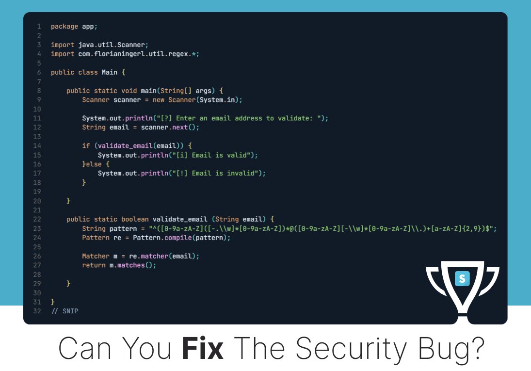 SecDim (@secdim) on Twitter photo In June 2016, StackOverflow faced a server outage exceeding 30 minutes caused by a regex security vulnerability exploited by a malicious post.
We made a challenge recreating this, think you can fix it?
👉 discuss.secdim.com/t/stack-overfl…
#securecoding #appsec #stackoverflow #regex In June 2016, StackOverflow faced a server outage exceeding 30 minutes caused by a regex security vulnerability exploited by a malicious post.
We made a challenge recreating this, think you can fix it?
👉 discuss.secdim.com/t/stack-overfl…
#securecoding #appsec #stackoverflow #regex