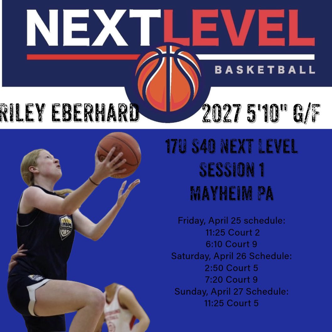 Riley Eberhard (@reberhard2027) on Twitter photo So excited for this weekend! Can’t wait to compete with my team this week!
<a href="/NextLevelNKY/">Next Level Girls Basketball</a> <a href="/JrAllStarBB/">Jr. All-Star Girls Basketball</a> <a href="/alyxwhite_/">Alyx White</a> <a href="/PGHKentucky/">Prep Girls Hoops Kentucky</a> <a href="/PGHAkeem/">Akeem Webb</a> <a href="/riseupsports1/">Rise Up Sports Media</a> <a href="/JrAllStarKY/">Kentucky Jr. All-Star GBB</a> <a href="/HurstWBB/">Mercyhurst Women's Basketball</a> <a href="/CoachErinMills/">Erin Mills</a> <a href="/CoachMollyGlick/">Molly Glick</a> So excited for this weekend! Can’t wait to compete with my team this week!
<a href="/NextLevelNKY/">Next Level Girls Basketball</a> <a href="/JrAllStarBB/">Jr. All-Star Girls Basketball</a> <a href="/alyxwhite_/">Alyx White</a> <a href="/PGHKentucky/">Prep Girls Hoops Kentucky</a> <a href="/PGHAkeem/">Akeem Webb</a> <a href="/riseupsports1/">Rise Up Sports Media</a> <a href="/JrAllStarKY/">Kentucky Jr. All-Star GBB</a> <a href="/HurstWBB/">Mercyhurst Women's Basketball</a> <a href="/CoachErinMills/">Erin Mills</a> <a href="/CoachMollyGlick/">Molly Glick</a>