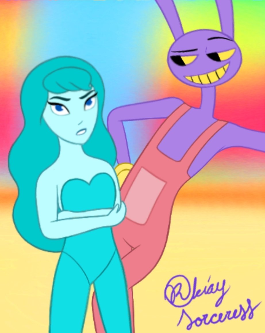 RuthHakobian's tweet photo. Here's a #Merbunny drawing that pretty much sums up their relationship (at least the start of it 🤭).
Aquaria is brave, sweet, and wants to be friends with everyone, even Jax, but his flirting and mischief make it VERY hard!
#TADC #TADCOC #TheAmazingDigitalCricus #TADCJax #Jax https://t.co/FGWDzGJAcW