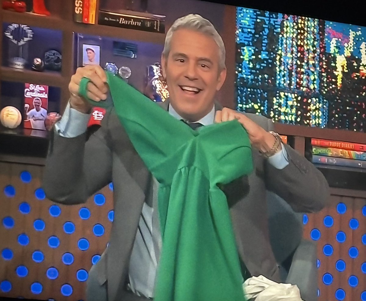 thebravobabe_'s tweet photo. The infamous green dress has made it to the clubhouse to stay. Retired crazy girl things. #WWHL https://t.co/Qep0TbkHn2