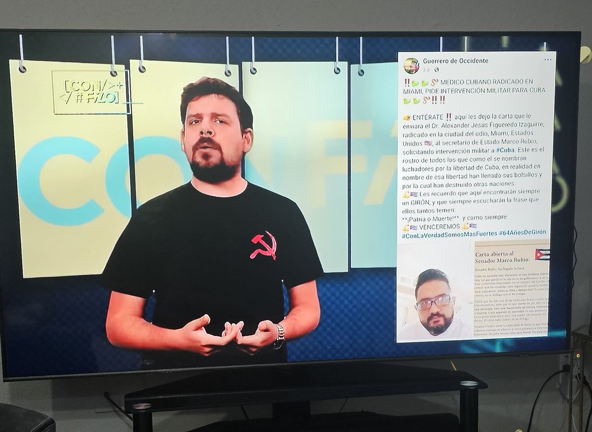 DoctorPatria's tweet photo. ¡ATENCIÓN, MI GENTE!

La Seguridad del Estado me dedicó su "estelar" en Con Filo, ese programa donde los esbirros del régimen intentan maquillar la miseria y justificar lo injustificable. ¡Hoy me tienen de protagonista! ¡Gracias, compañeros! Eso solo confirma que lo que estamos haciendo les duele… ¡y mucho!
¿Saben qué es lo que más les molesta? Que no me callo, que denuncio la verdad, que pido lo que muchos sueñan pero temen decir: una intervención para liberar a Cuba de esta dictadura criminal.
Mientras ellos usan la televisión robada al pueblo para difamar y justificar la opresión, yo uso las redes para alzar la voz de los que no pueden, de los que sufren la falta de libertad, comida, medicinas y dignidad.
Sigan ladrando, que eso es señal de que avanzamos.
¡Compartan esto y déjenle saber al régimen que aquí nadie se rinde!
Patria y Vida. ¡Nosotros venceremos!

#ConFiloPeroSinMordaza
#CubaLibreYa
#ElCambioVa