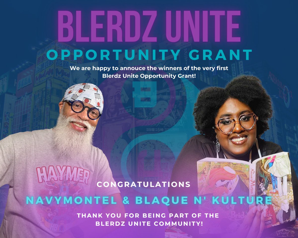🎉 Proud to announce our 1st-ever Blerdz Unite Opportunity Grant winners:
🔥 <a href="/navymontel/">navymontel ↔️ BlerdCon 2026</a> 
🔥 Blaque N' Kulture
These creators are doing incredible work — and this is just the start.
🎯 Give to the BU Opp Grant today and uplift the next wave!
🔗 blerdzunite.com/philanthropy