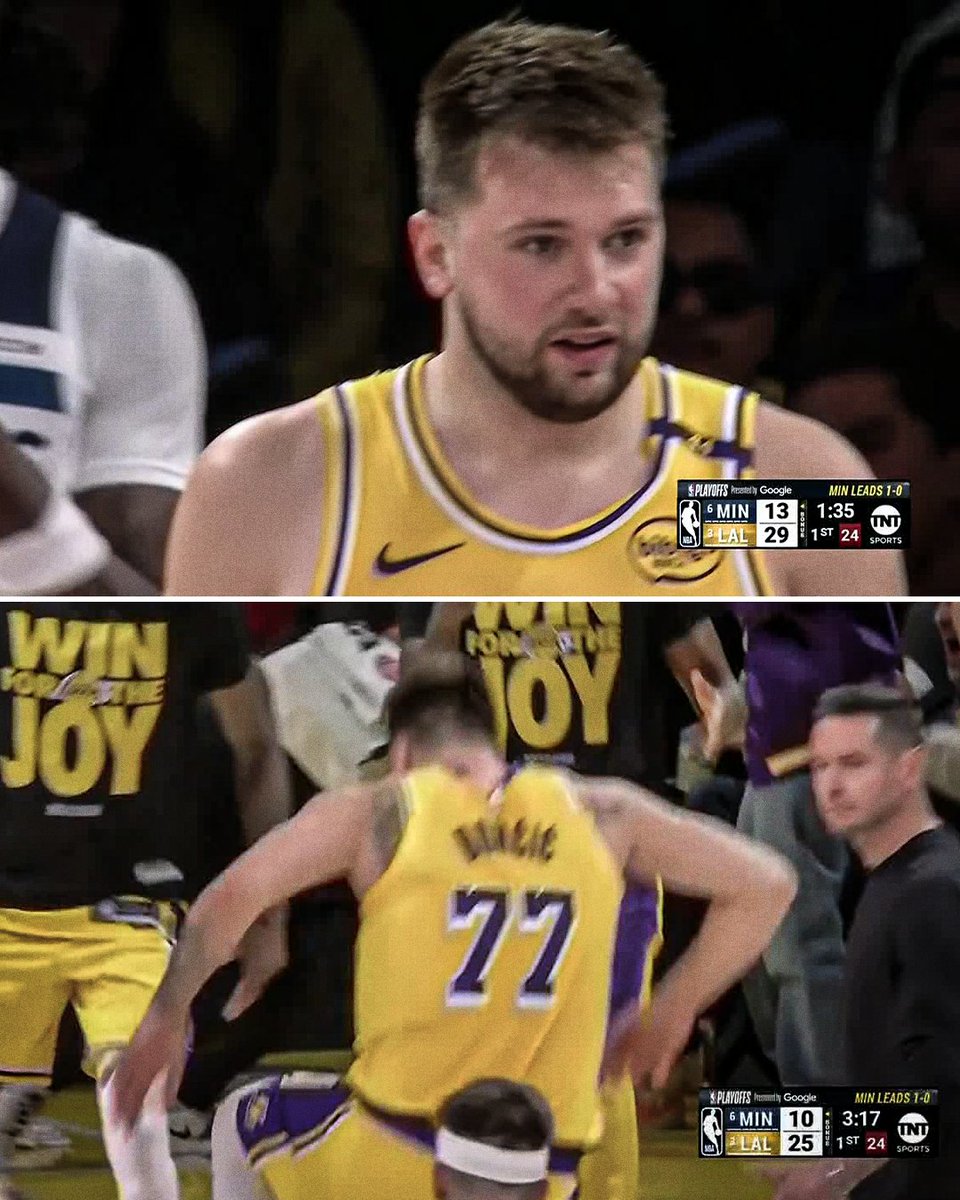 SportsCenter's tweet photo. After the first quarter of Game 2: 

Luka Doncic: 16 PTS
Timberwolves: 15 PTS

He's jumping with joy 😅 https://t.co/EVoQa3EGBn