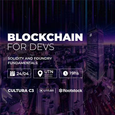 mattsanto_'s tweet photo. 🎙 Blockchain Fundamentals 101

📅 Evento gratuito organizado por @cultura_c3 y  @rootstock_es 

¿Querés dar tus primeros pasos en el mundo Blockchain? Esta charla introductoria es para vos.

💻 Traé tu compu: habrá un CTF 🚩 (Capture the Flag) con premios 
🛠️ Exploraremos Solidity, Forge y cómo construir en @rootstock_io
