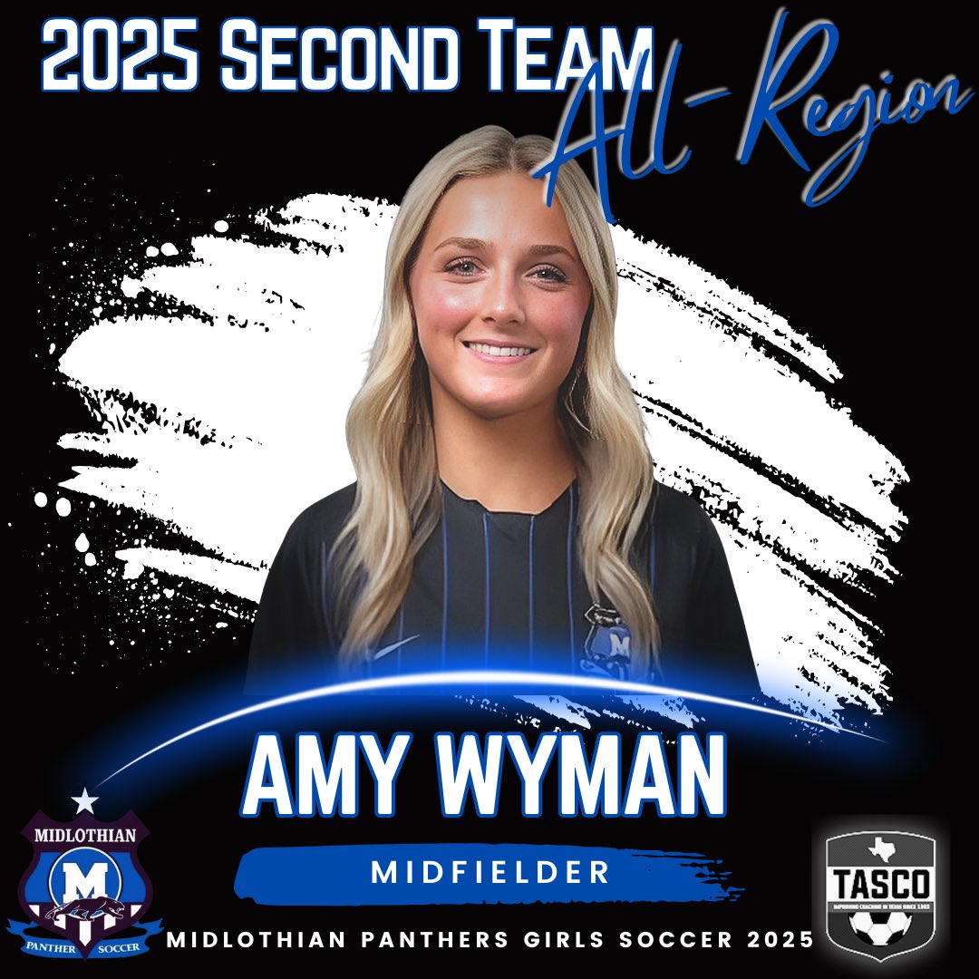 Midlothian High School Soccer (@mhssoccerbc) on Twitter photo Congratulations to our Midlothian Lady Panther TASCO ALL-STATE/ALL-REGION Award recipients! ππβ½οΈβοΈ
β’ Zayla Reagan <a href="/17zaylareagan/">Zayla Reagan</a>
Honorable Mention All-State Forward
β’ Rebecca Hall
First Team All-Region Goalkeeper
β’ Tatum Barnett <a href="/tatumbarnett_/">Tatum Barnett</a>
First Team All-Region Congratulations to our Midlothian Lady Panther TASCO ALL-STATE/ALL-REGION Award recipients! ππβ½οΈβοΈ
β’ Zayla Reagan <a href="/17zaylareagan/">Zayla Reagan</a>
Honorable Mention All-State Forward
β’ Rebecca Hall
First Team All-Region Goalkeeper
β’ Tatum Barnett <a href="/tatumbarnett_/">Tatum Barnett</a>
First Team All-Region