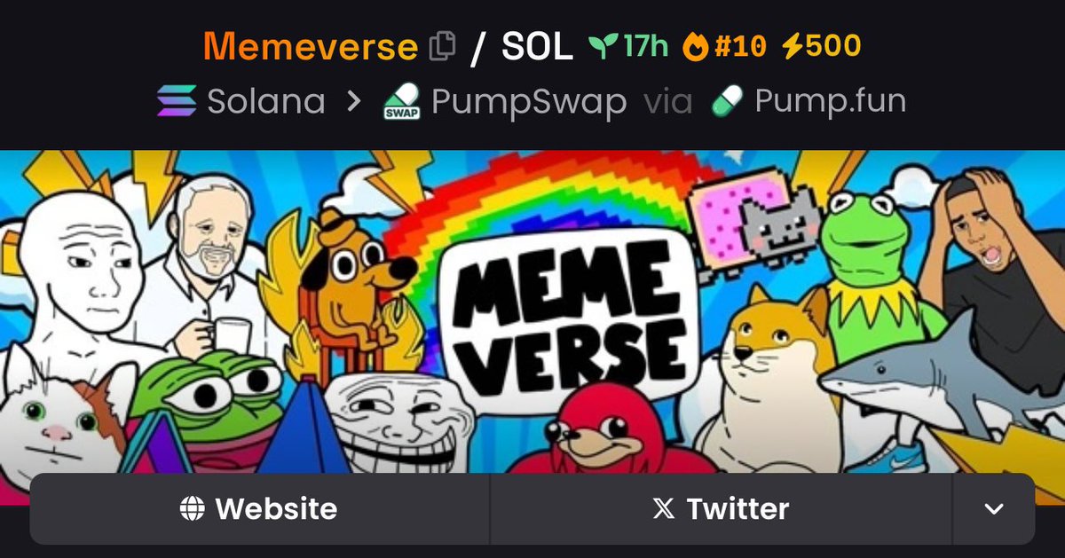 MemeverseCOM's tweet photo. The #Memeverse is now top 10 on Dexscreener 

#1 Very Soon… https://t.co/xMYNC8qN2r