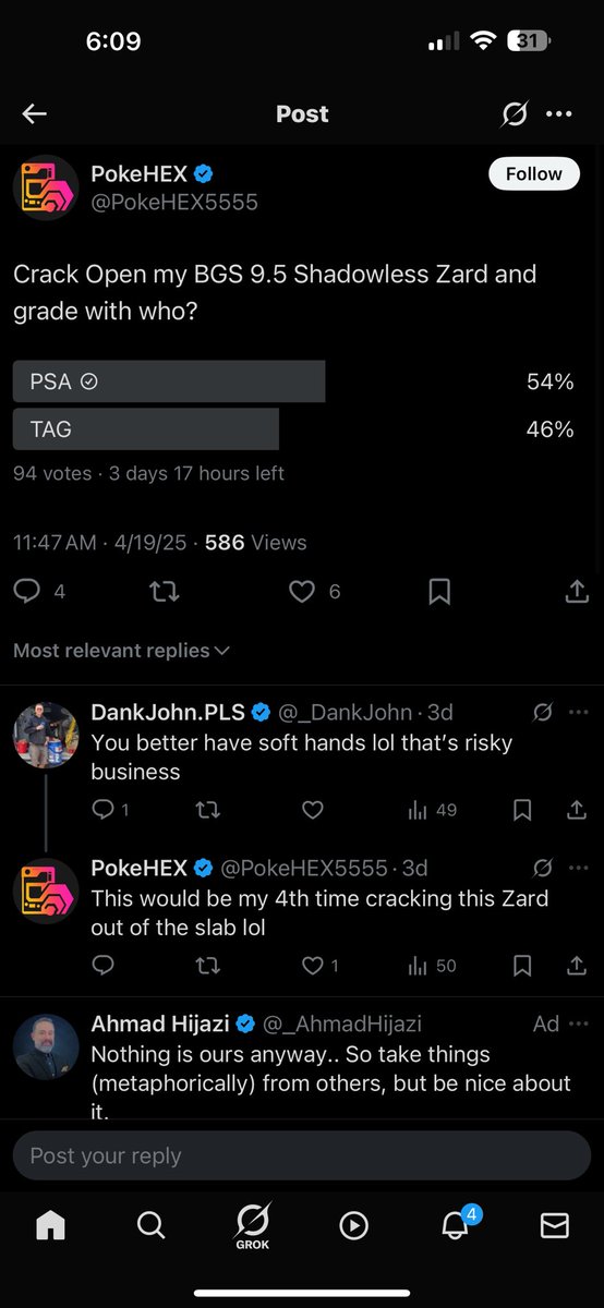 itsNinesss's tweet photo. @DckRothstein @PokeHEX5555 And is now talking about potentially sending it back to PSA, why crack it in the first place https://t.co/P4TynZvWeg